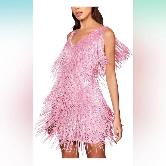 open lace back dress Women's Fiercely Yours Fuchsia Pink Sheer Stripe Tiered Button Up Maxi Dress | Size: Xs main image 0
